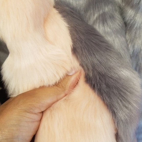 OMG! Gray and pink faux fur a jacket CUTE! - Picture 7 of 8